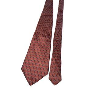 Stafford Mens Silk Tie Red Geometric Pattern Silk